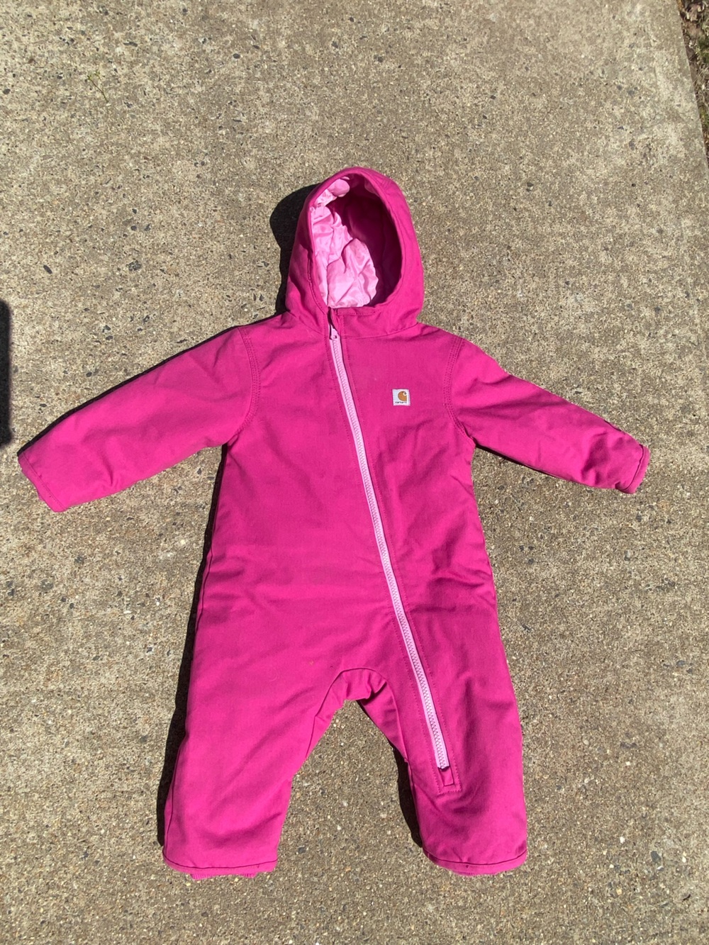 Carhartt Quick Duck Hot Pink Hooded Infant One-Piece Snowsuit 12mo